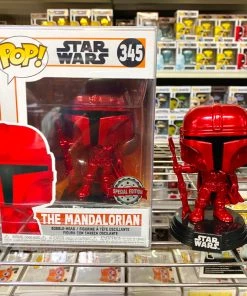 Funko Pop Star Wars : The Mandalorian Red Chrome #345 Vinyl Figure POP! Exclusive/Chase