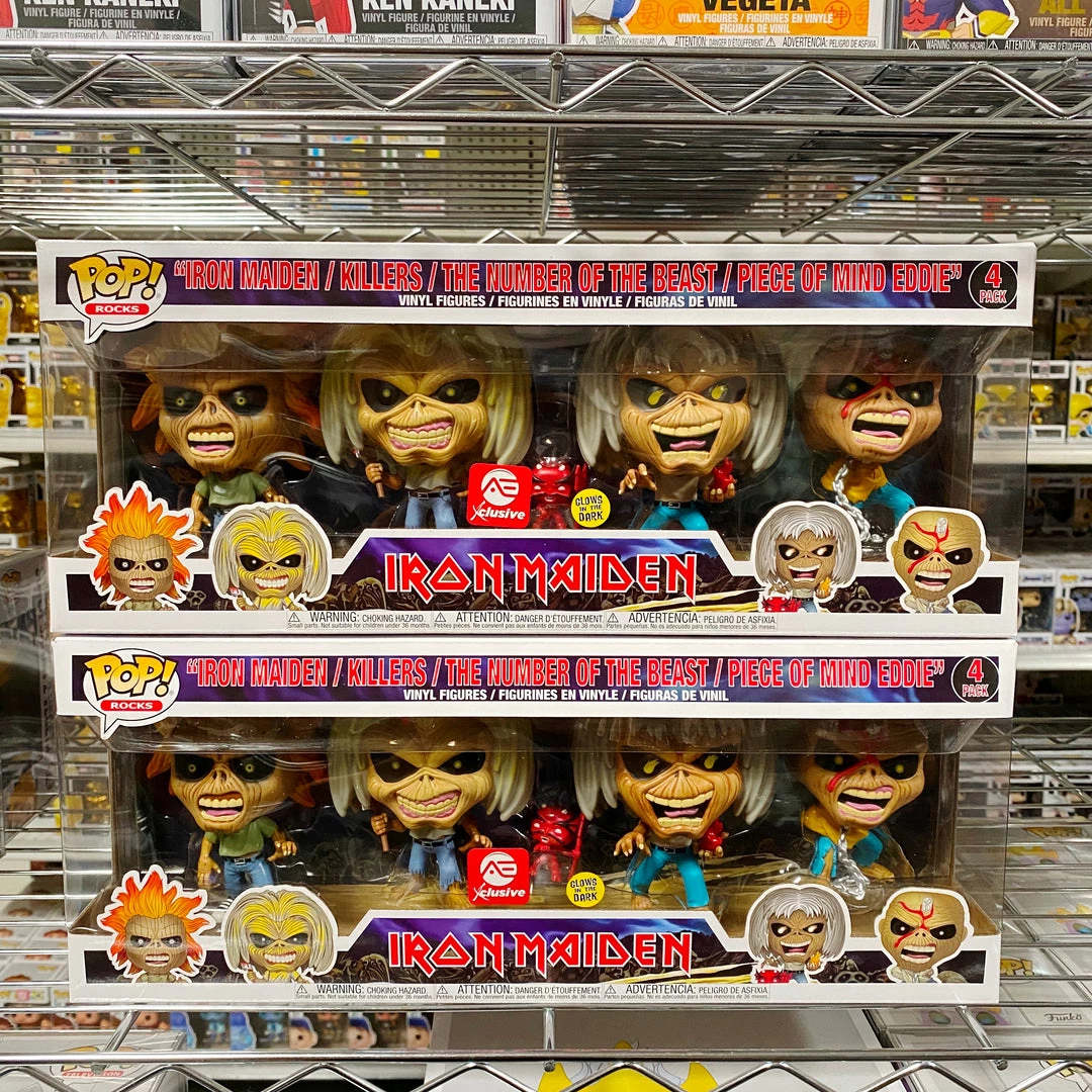 Funko Pop Rocks : Iron Maiden/Killers/The Number Of Beast/Piece Of Mind Eddie" 4 Pack 1 Funko Pop Rocks : Iron Maiden/Killers/The Number Of Beast/Piece Of Mind Eddie" 4 Pack