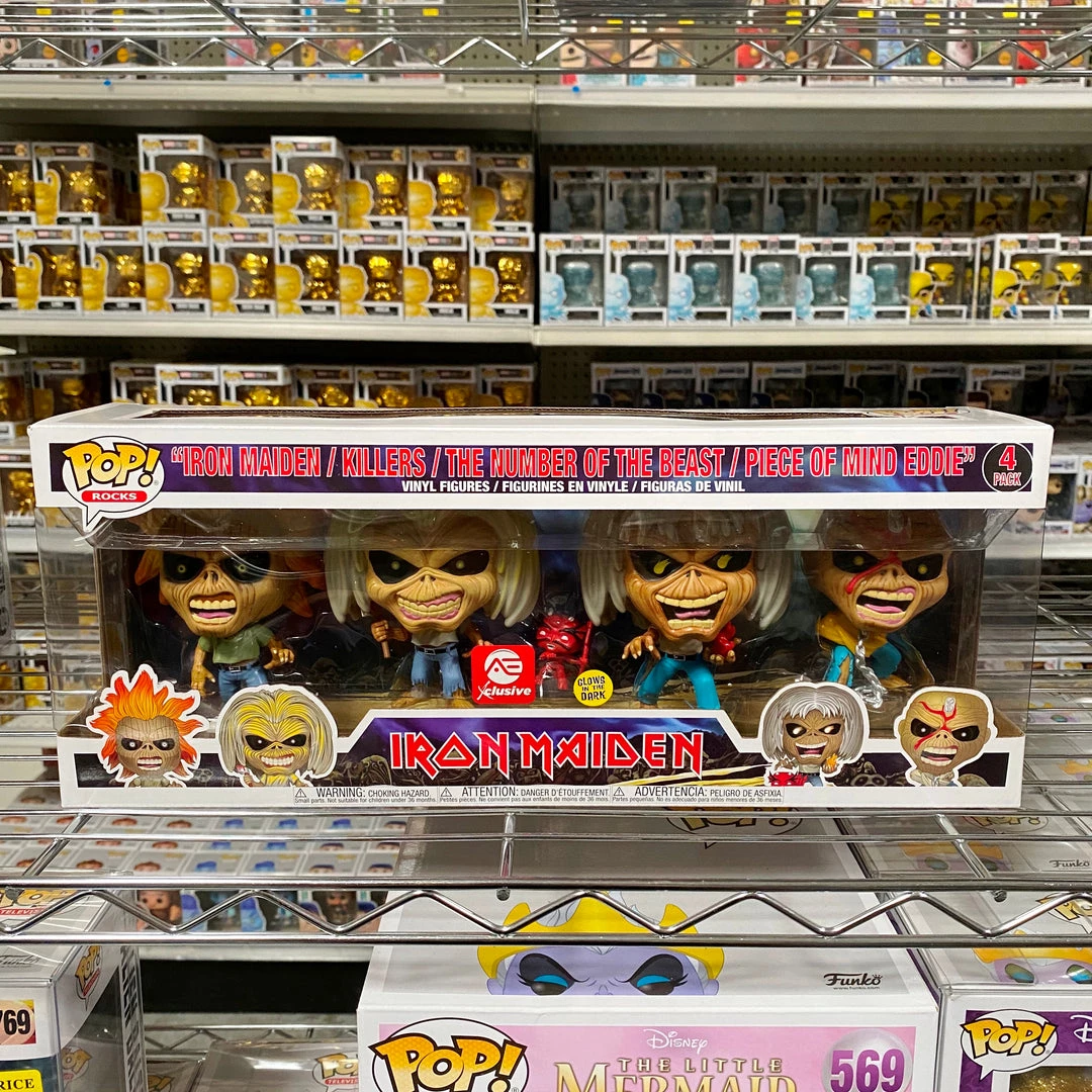 Funko Pop Rocks : Iron Maiden/Killers/The Number Of Beast/Piece Of Mind Eddie" 4 Pack 2 Funko Pop Rocks : Iron Maiden/Killers/The Number Of Beast/Piece Of Mind Eddie" 4 Pack