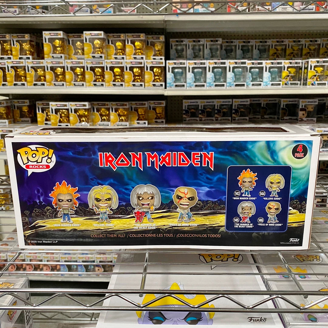 Funko Pop Rocks : Iron Maiden/Killers/The Number Of Beast/Piece Of Mind Eddie" 4 Pack 3 Funko Pop Rocks : Iron Maiden/Killers/The Number Of Beast/Piece Of Mind Eddie" 4 Pack