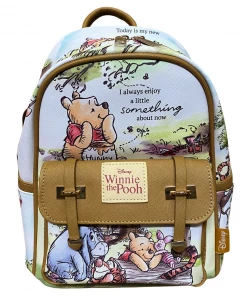 K.B.N.L Disney Winnie The Pooh W/Friends : Deluxe 11" Faux Leather Mini Backpack A270762 DELUXE MINI BACKPACK